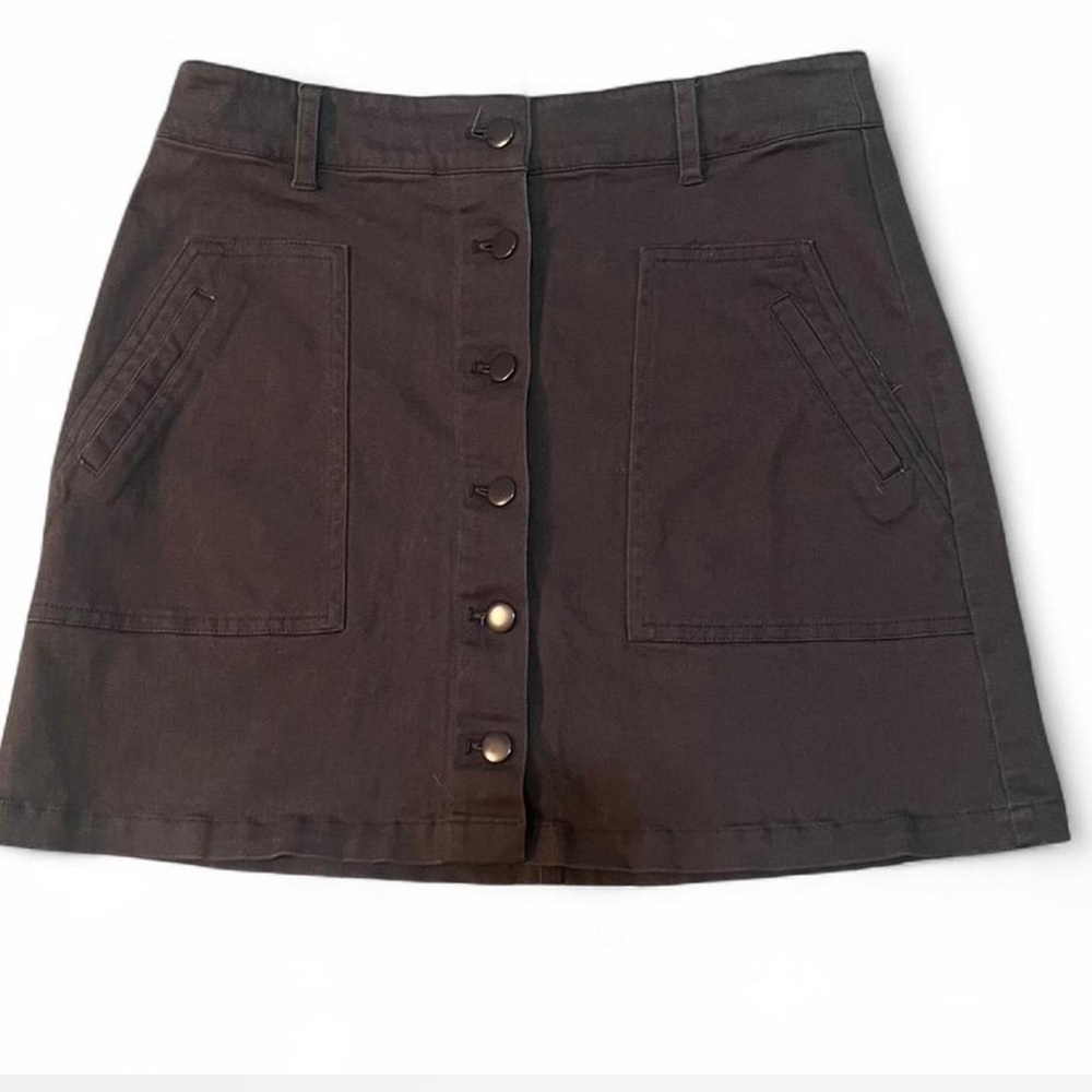 FAVLUX Dark Brown Button-Front Mini Skirt
